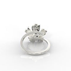 Daisy Pearl Stone Engagement Ring, Hallmarked 925 Sterling Silver White Gold - sitabo