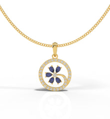 Circle Flower Pendant With Chain, Hallmarked 925 Sterling Silver - sitabo