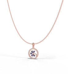 Round Evil Eye Pendant With Chain, Hallmarked 925 Sterling Silver Rose Gold - sitabo