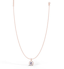 Round Evil Eye Pendant With Chain, Hallmarked 925 Sterling Silver Rose Gold - sitabo