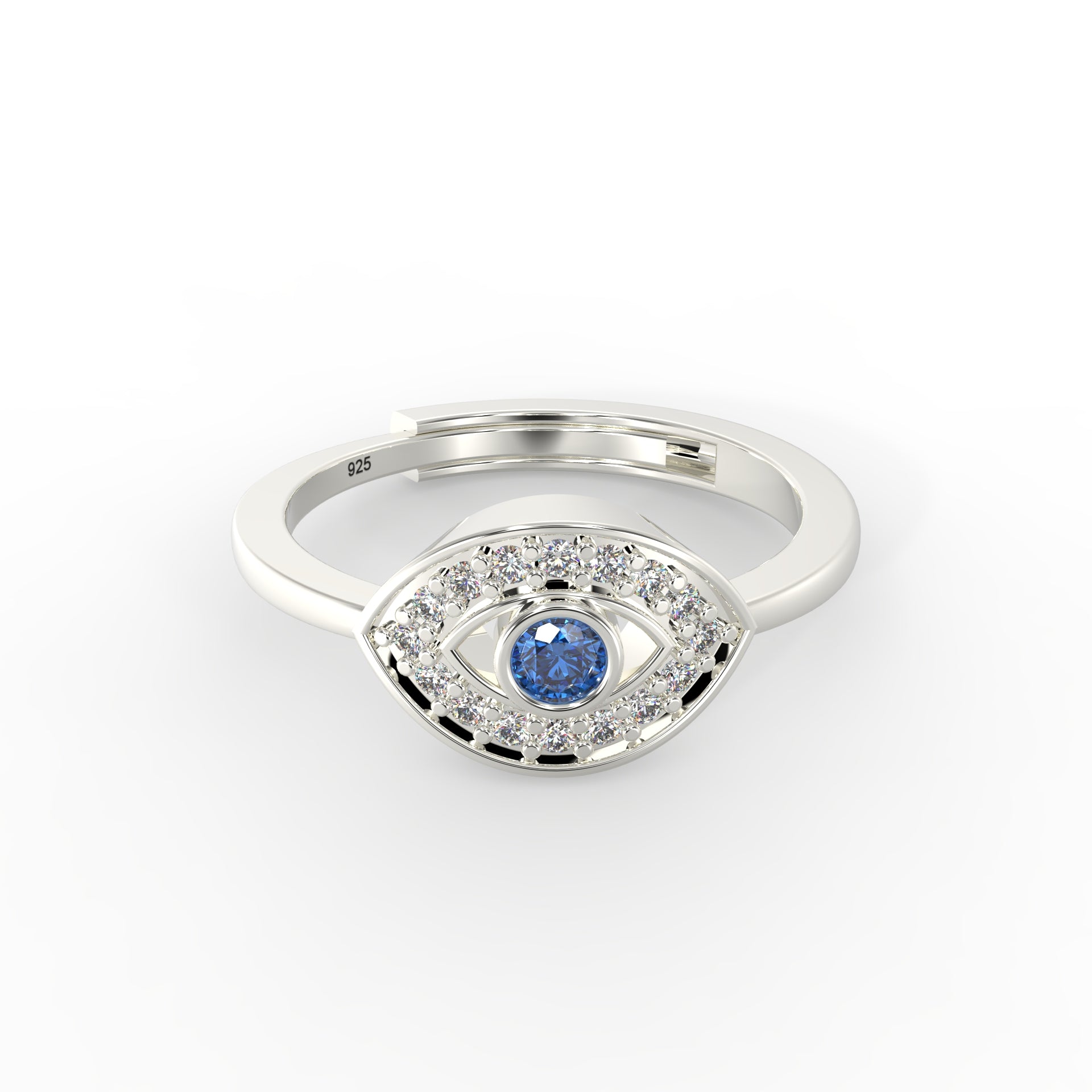 blue stone cz ring silver 925 hallmark sterling silver ring