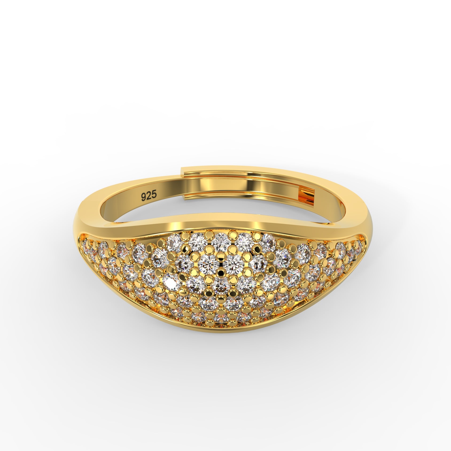 cz stone gold plated 925 sterling silver ring