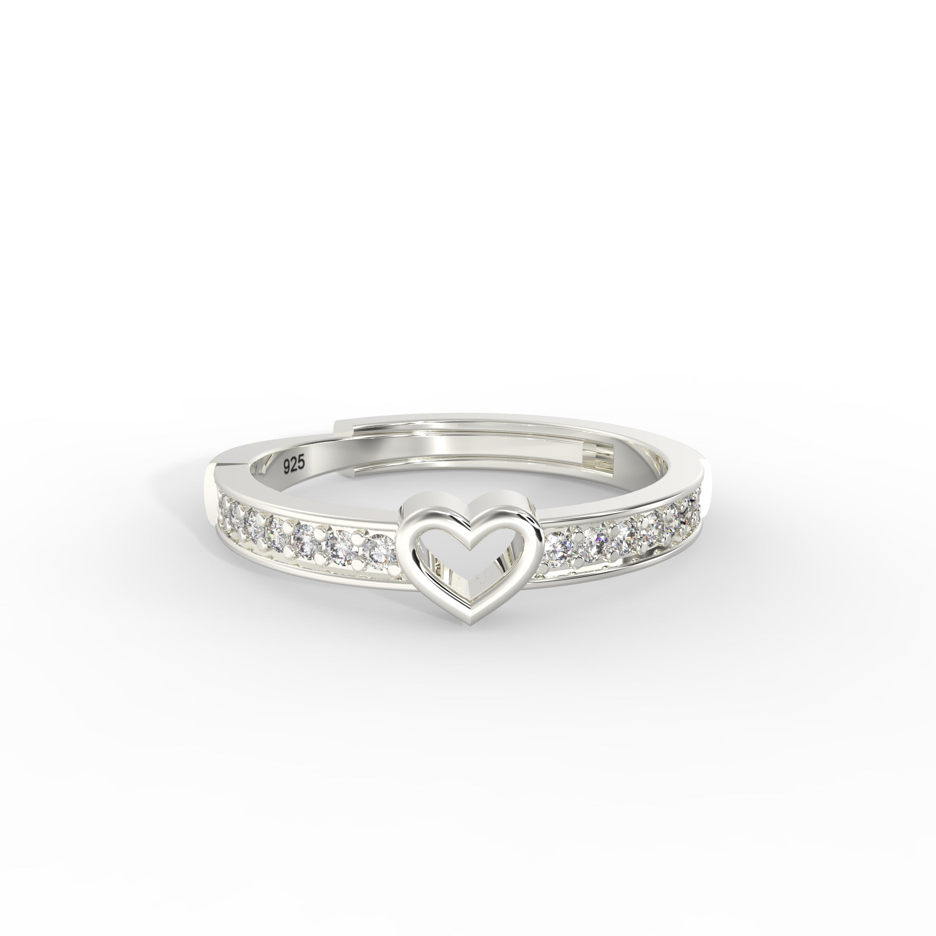 heart silver whight gold plated ring