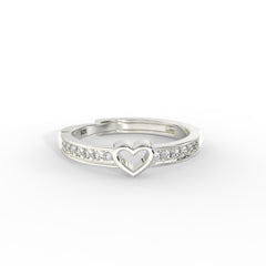 heart silver whight gold plated ring