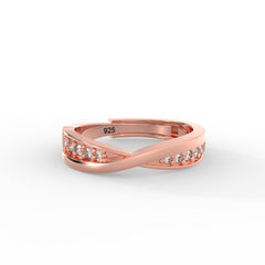 Elegant Twisted Infinity Ring – Hallmarked Crafted in 925 Silver for Women