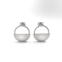 Half Moon Circle Dangling Earrings, Hallmarked 925 Sterling Silver - sitabo