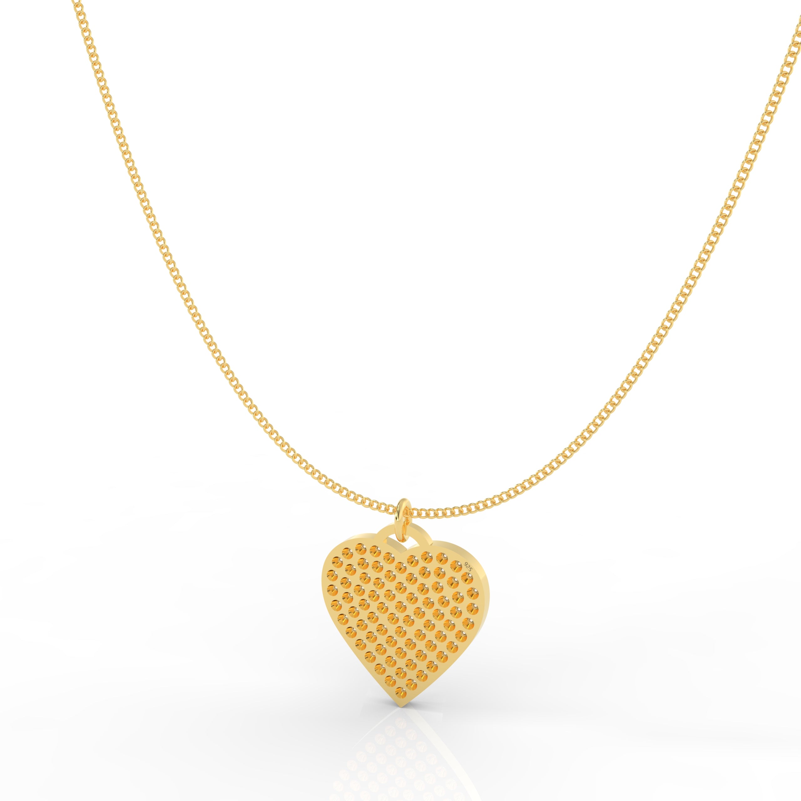 Lovely Heart Pendant With Chain, Hallmarked 925 Sterling Silver - sitabo