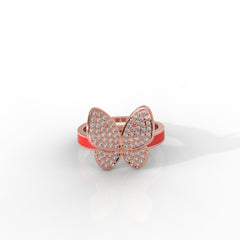 Personalized Butterfly Ring for Women – Hallmarked 925 Sterling Silver with Rose Gold Plating and Red Enamel, Perfect for Every Occasion