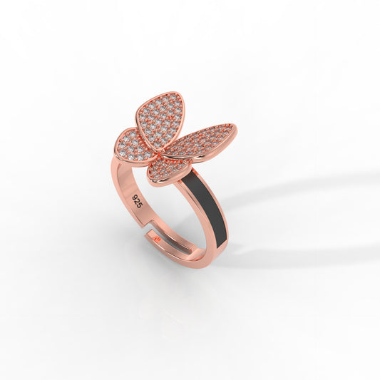 Women’s Personalized Butterfly Ring – Hallmarked 925 Sterling Silver Rose Gold Plated | Elegant & Customizable Jewelry