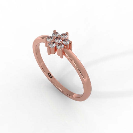 Flower Design Dainty Statement Ring, Hallmarked 925 Sterling Silver