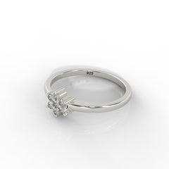 Flower Design Dainty Statement Ring, Hallmarked 925 Sterling Silver