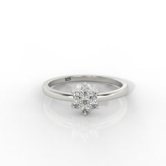 Flower Design Dainty Statement Ring, Hallmarked 925 Sterling Silver
