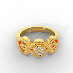 Modern Engagement Ring for Her – Hallmarked 925 Sterling Silver Yellow Gold Plated | Elegant & Timeless Jewelry