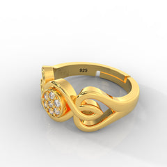 Modern Engagement Ring for Her – Hallmarked 925 Sterling Silver Yellow Gold Plated | Elegant & Timeless Jewelry