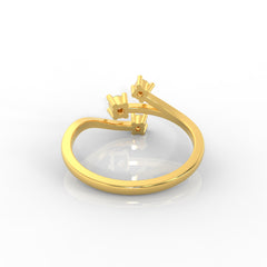 Nature Inspired Leaf Shaped Ring- Hallmarked 925 Sterling Silver Yellow Gold