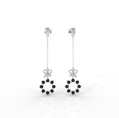 Celestial Circle Drop Threader Earrings, Hallmarked 925 Sterling Silver