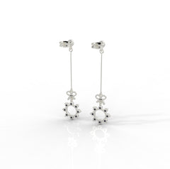 Celestial Circle Drop Threader Earrings, Hallmarked 925 Sterling Silver