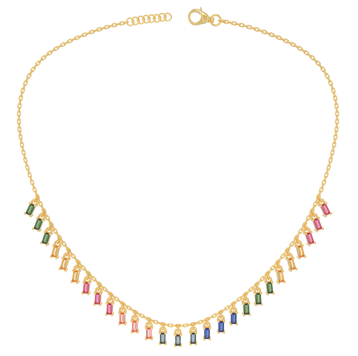 Vibrant Rainbow Charm Necklace For Her, Hallmarked 925 Sterling Silver