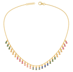 Vibrant Rainbow Charm Necklace For Her, Hallmarked 925 Sterling Silver