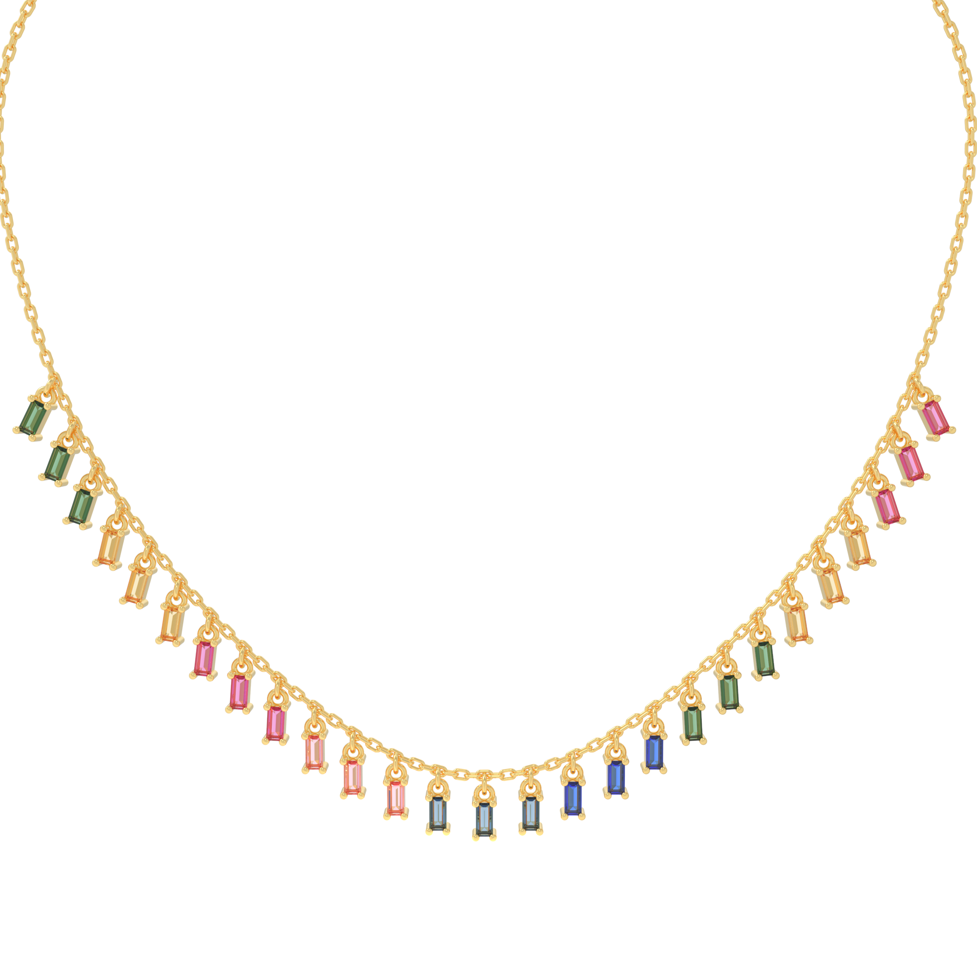 Vibrant Rainbow Charm Necklace For Her, Hallmarked 925 Sterling Silver