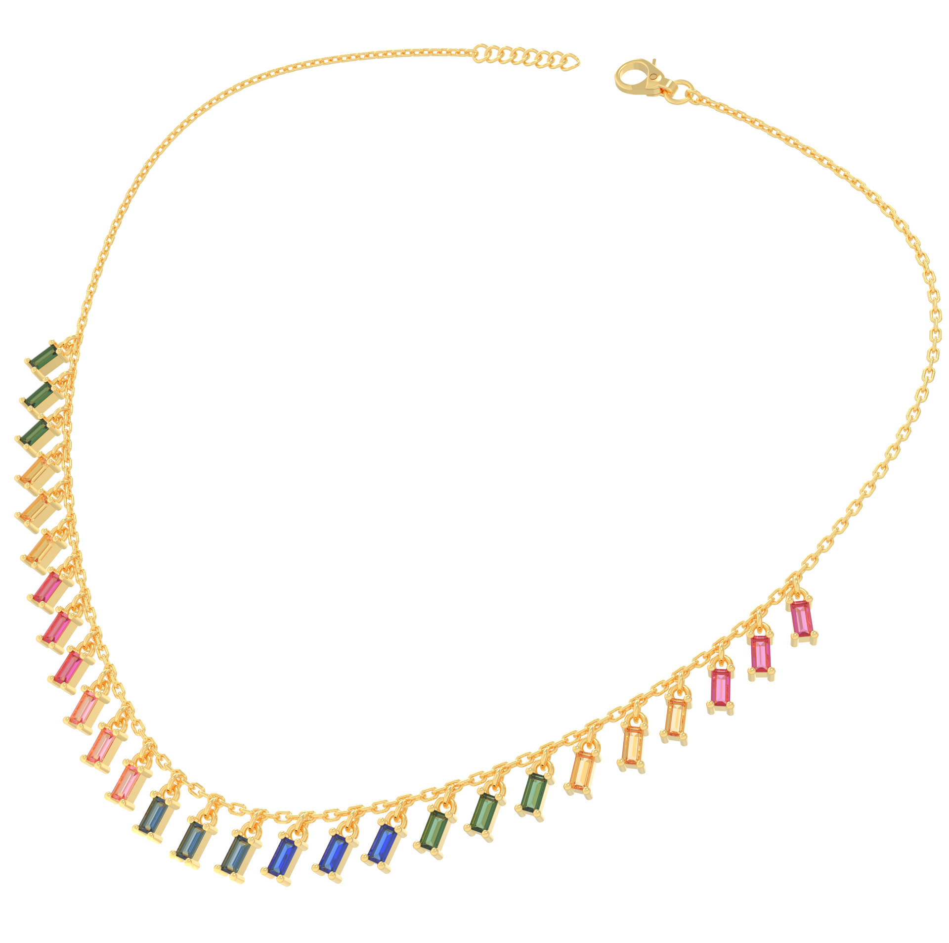 Vibrant Rainbow Charm Necklace For Her, Hallmarked 925 Sterling Silver