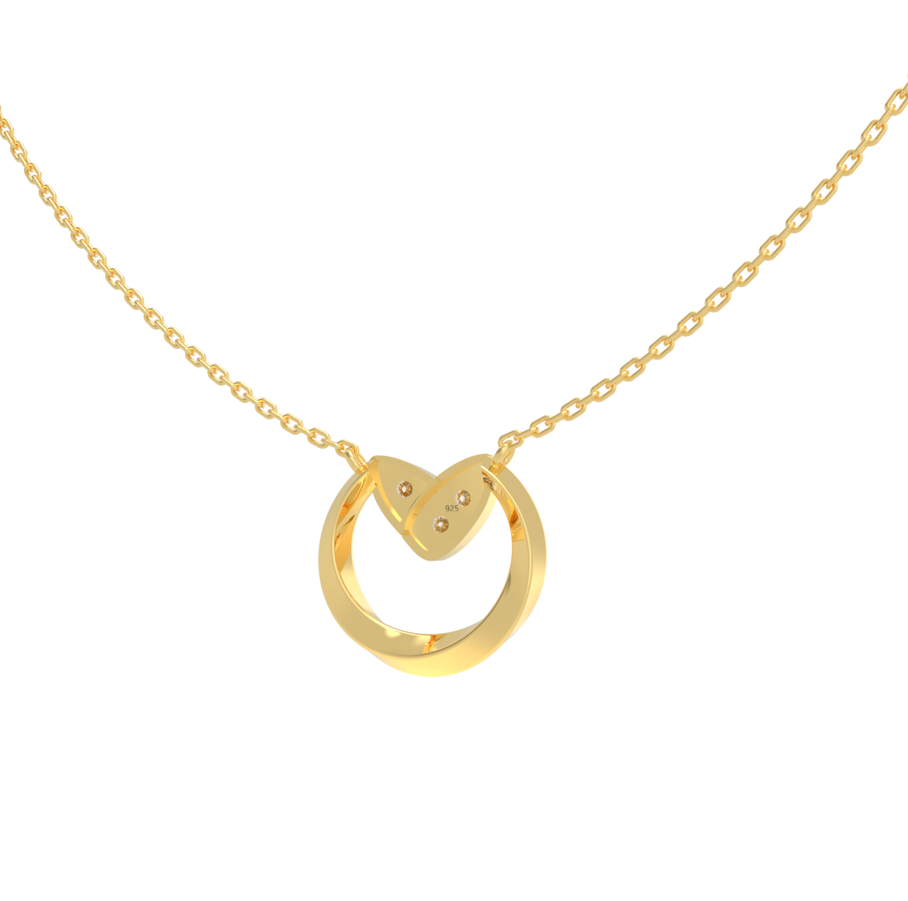 Heart in loop Pendant With Chain For Women, Hallmarked 925 Sterling Silver