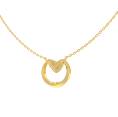 Heart in loop Pendant With Chain For Women, Hallmarked 925 Sterling Silver