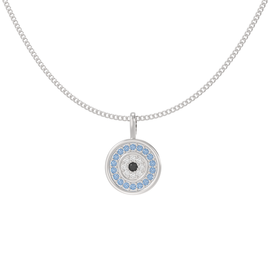 Evil Eye Charm Pendant With Silver Chain, Hallmarked 925 Sterling Silver - sitabo