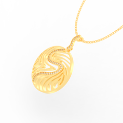 Wave Design Round Pendant With Chain, Hallmarked 925 Sterling Silver