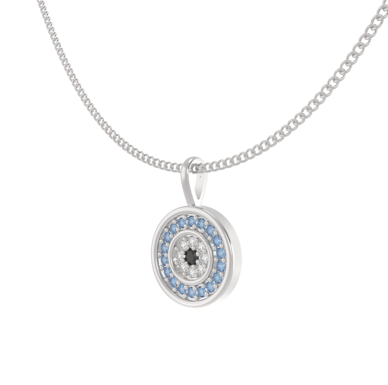 Evil Eye Charm Pendant With Silver Chain, Hallmarked 925 Sterling Silver