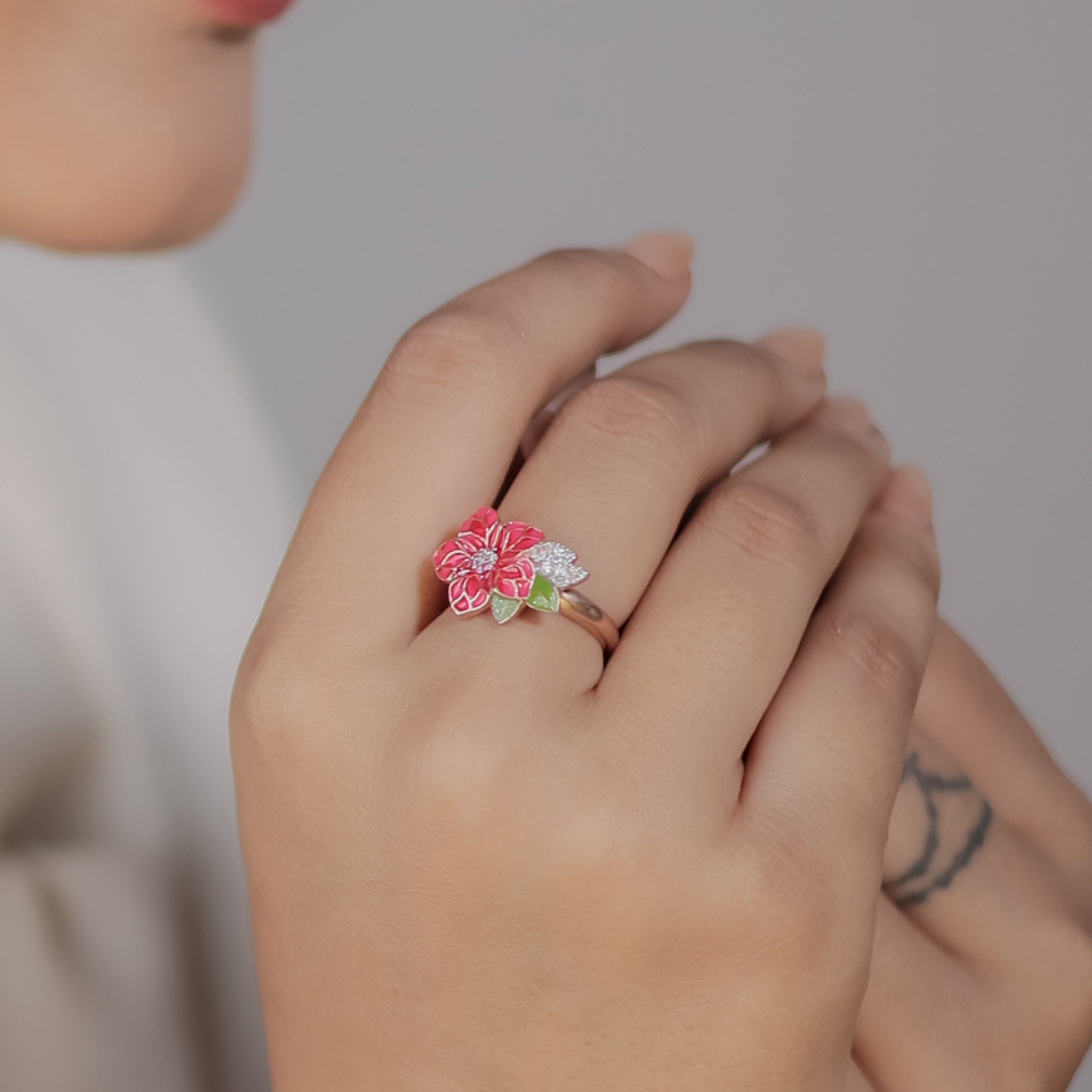 Cherry Blossom Floral Ring- Hallmarked 925 Sterling Silver