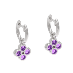 Amethyst Clover Leaf Dangle Earrings, Hallmarked 925 Sterling Silver sterlyn 925