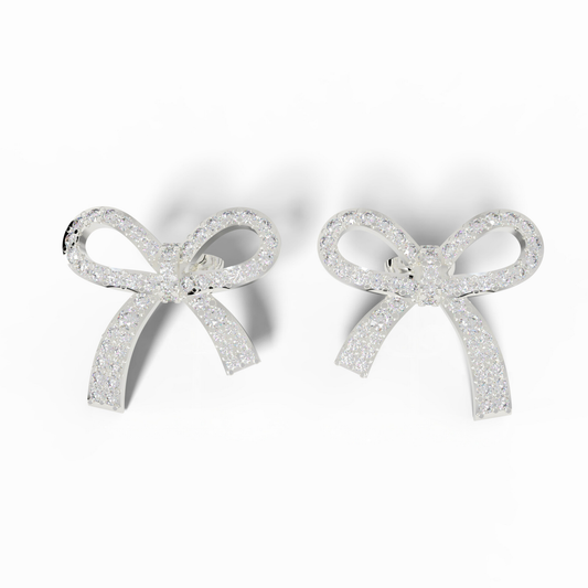 Art Deco Bow Shape Cocktail Party wear Earrings, Hallmarked 925 Sterling Silver sterlyn 925