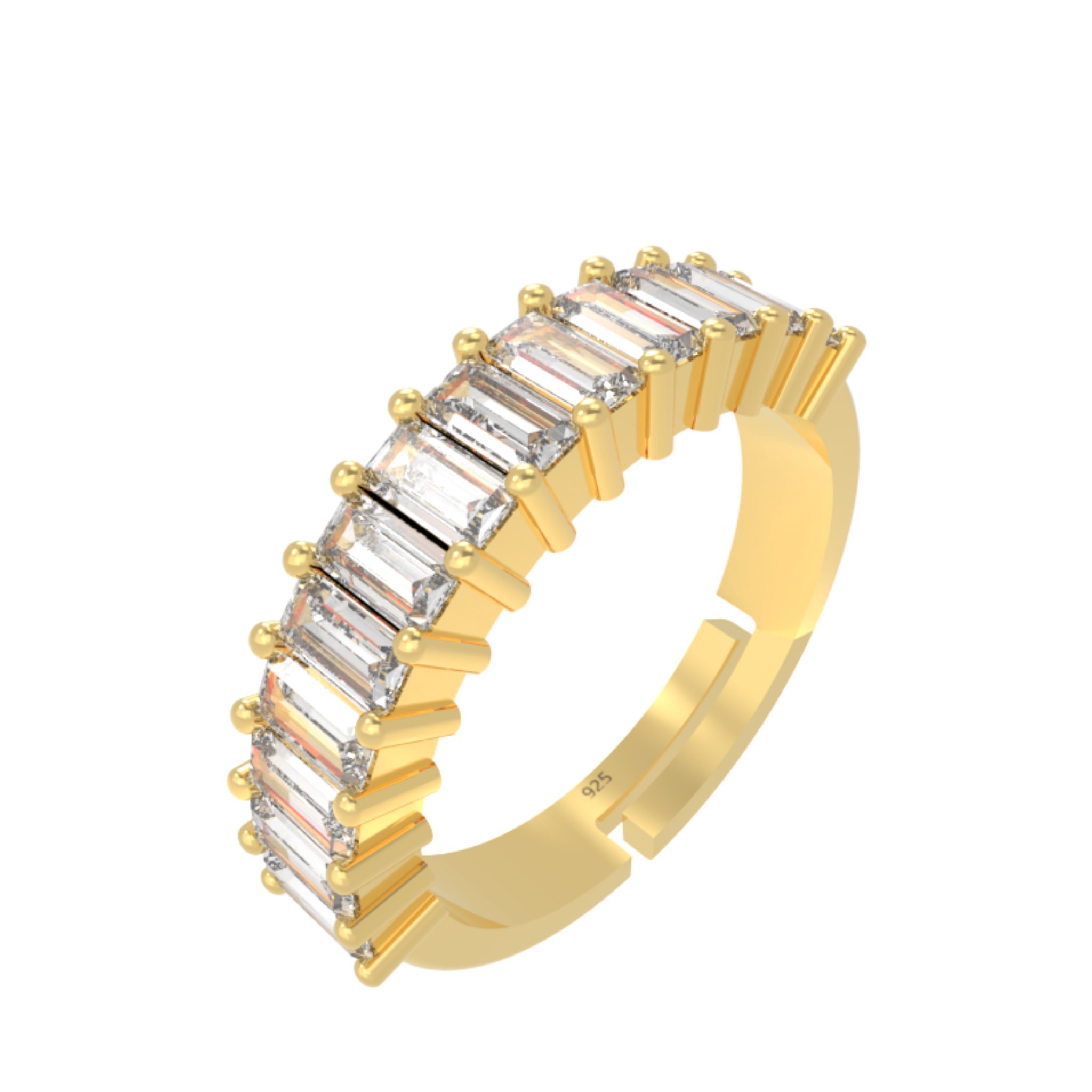 Baguette Cut Half Eternity Band, Hallmarked 925 Sterling Silver sterlyn 925