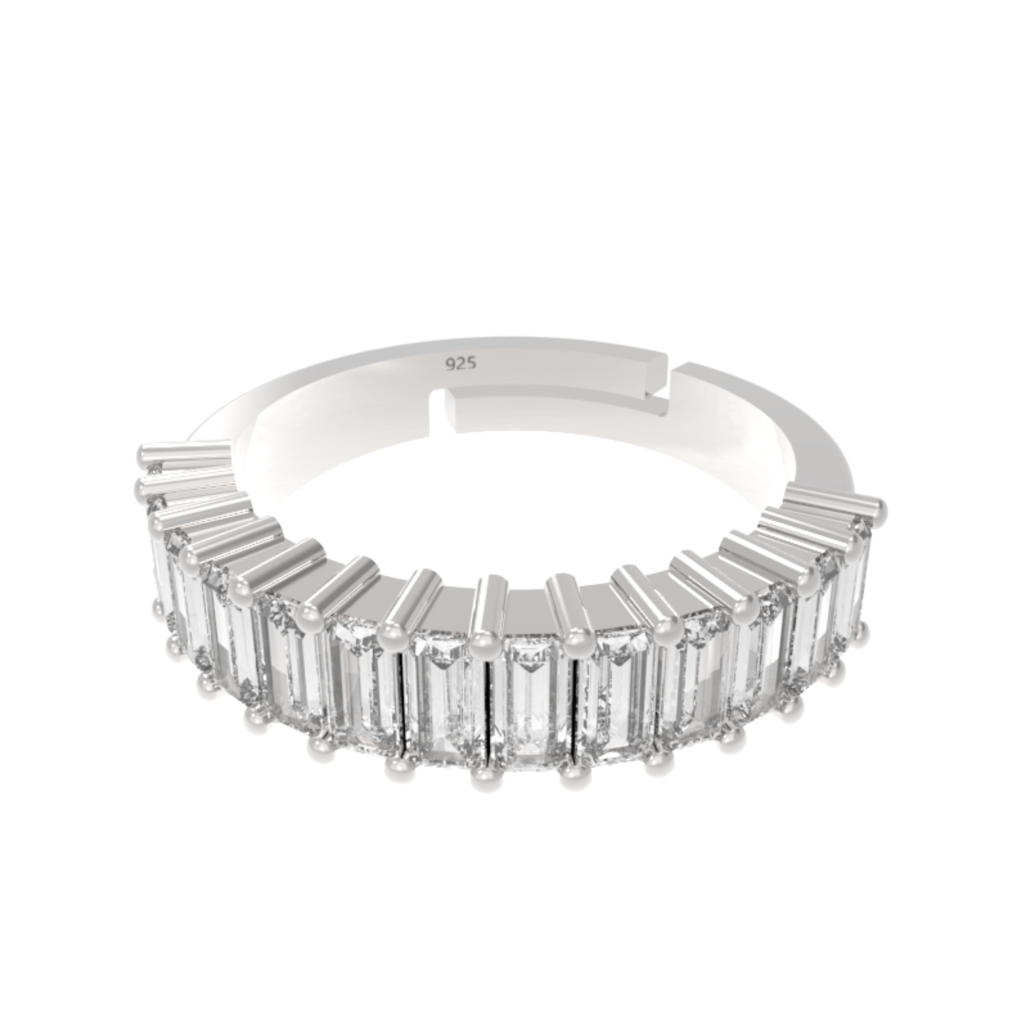 Baguette Cut Half Eternity Band, Hallmarked 925 Sterling Silver sterlyn 925