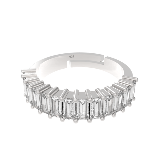 Baguette Cut Half Eternity Band, Hallmarked 925 Sterling Silver sterlyn 925