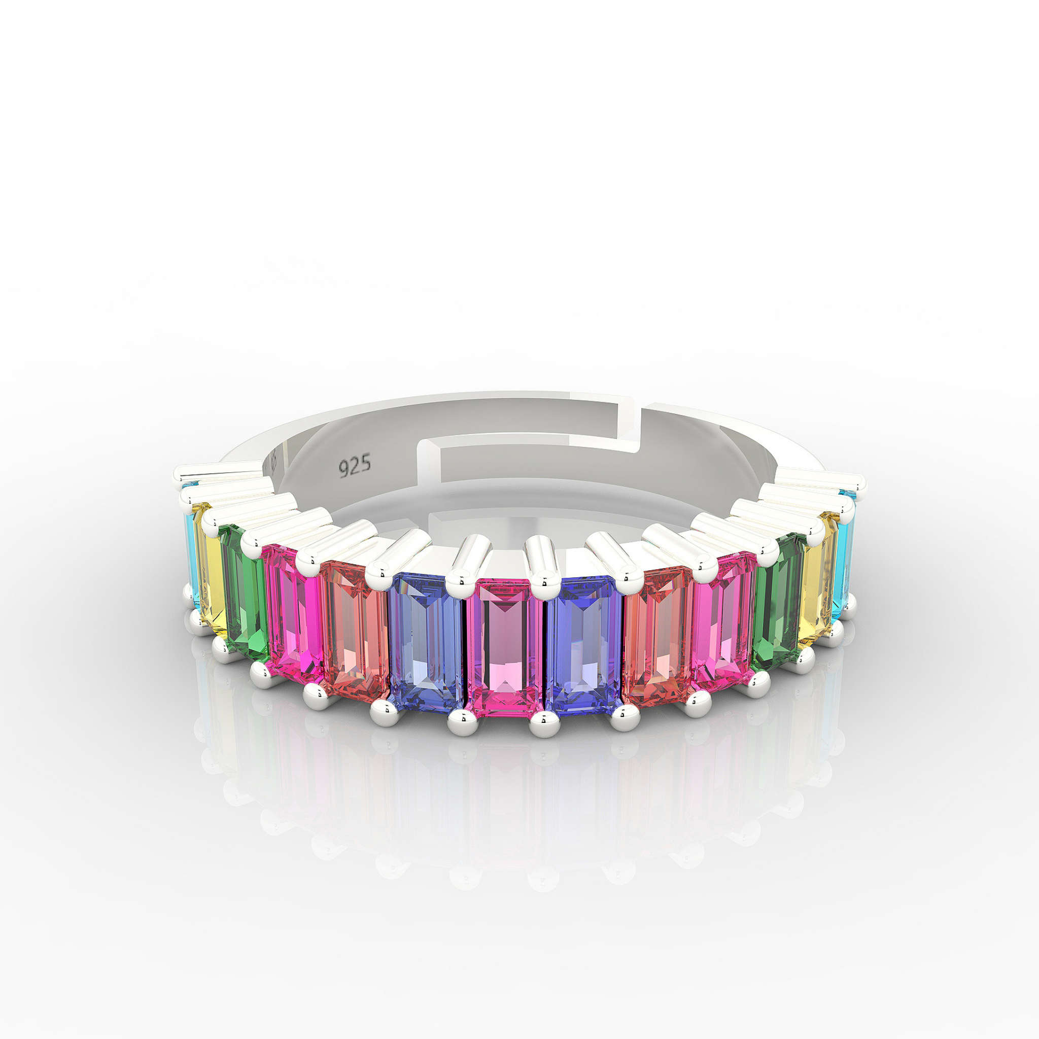 Baguette Cut Multi Sapphire Eternity Band- Hallmarked 925 Sterling Silver sterlyn 925