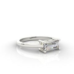 Baguette Cut Solitaire Ring, Hallmarked 925 Sterling Silver sterlyn 925