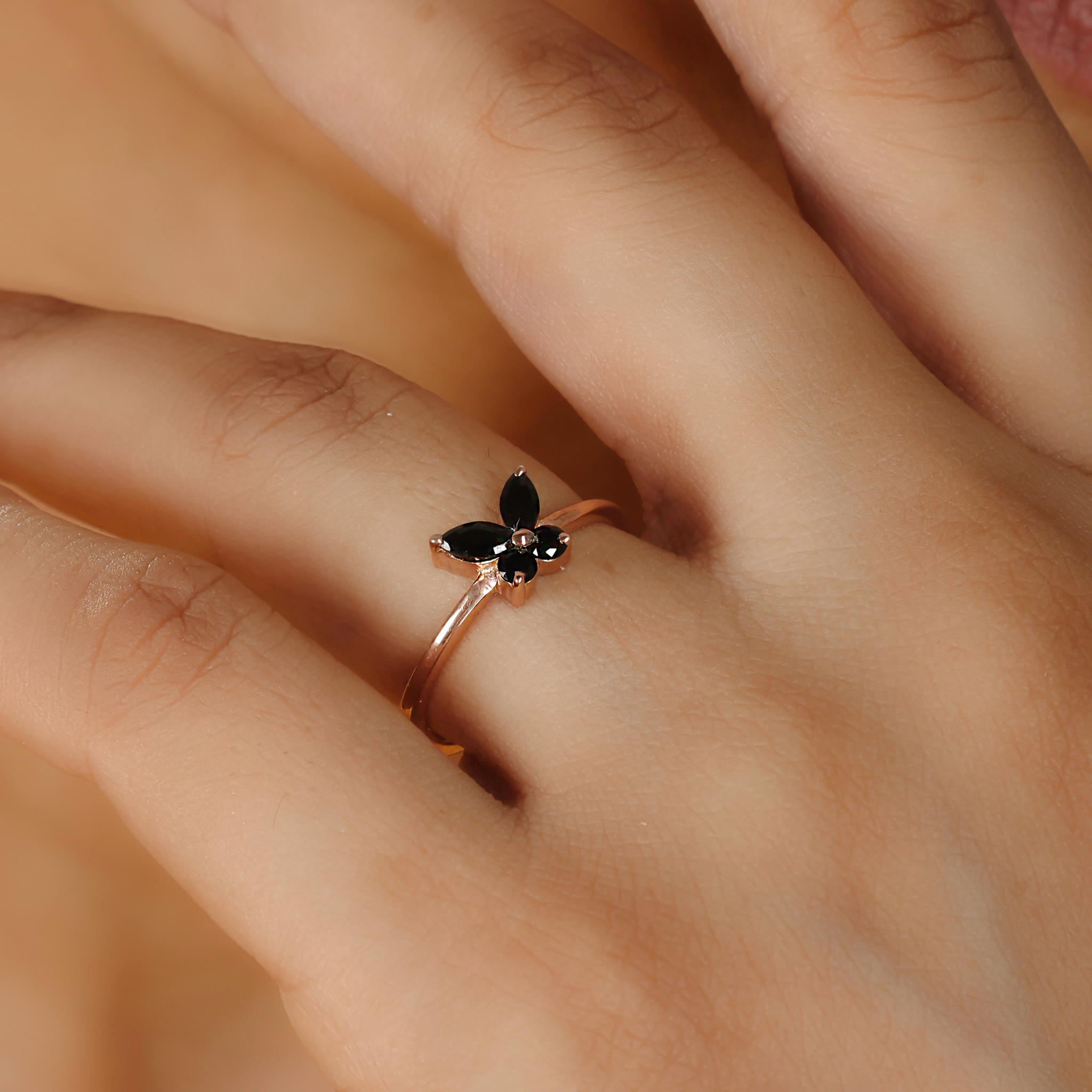 Black Butterfly Chunky Ring- Hallmarked 925 Sterling Silver sterlyn 925