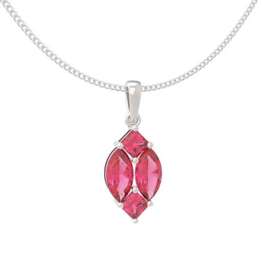 Charming Pink Marquise Pendant With Chain, Hallmarking 925 Sterling Silver sterlyn 925