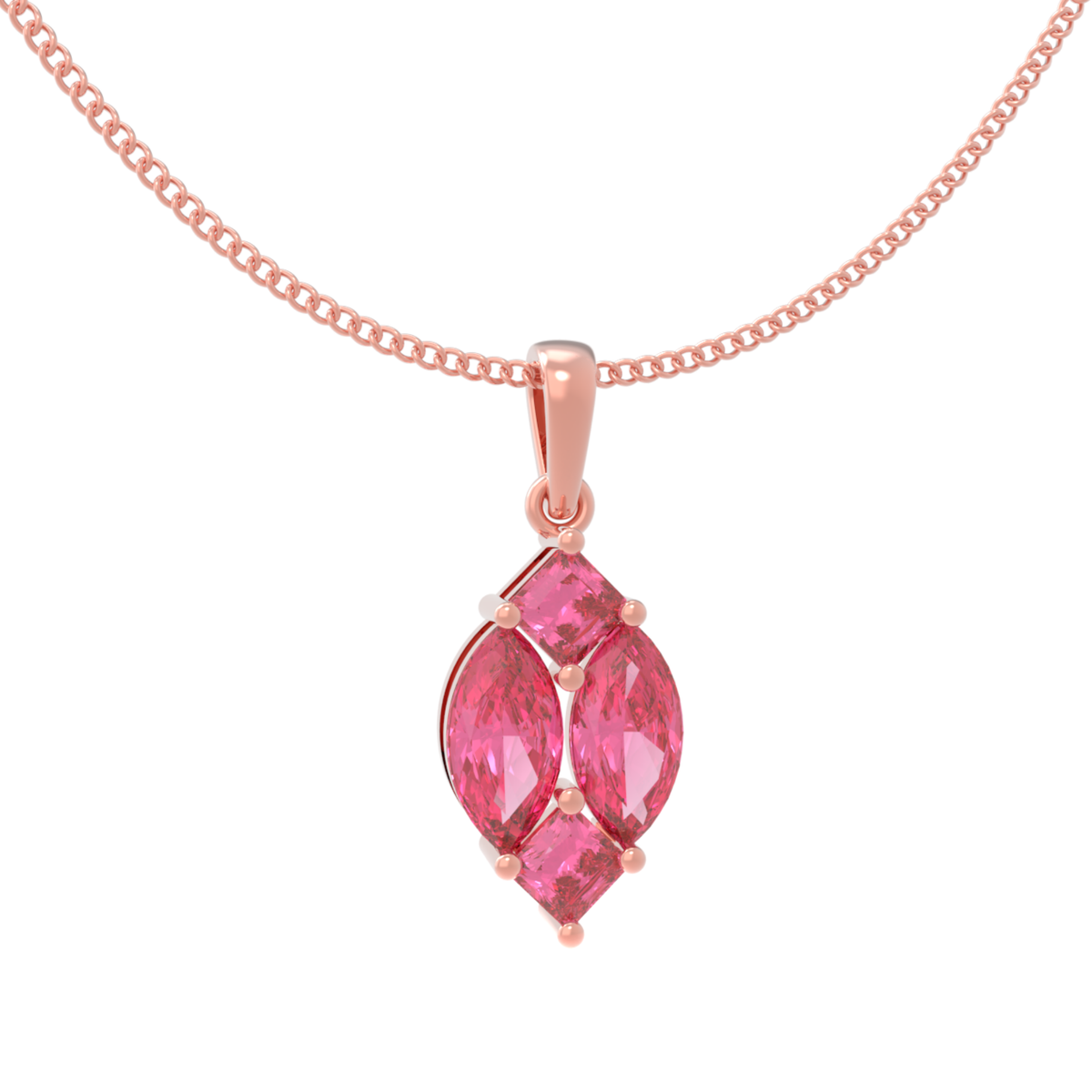 Charming Pink Marquise Pendant With Chain, Hallmarking 925 Sterling Silver sterlyn 925