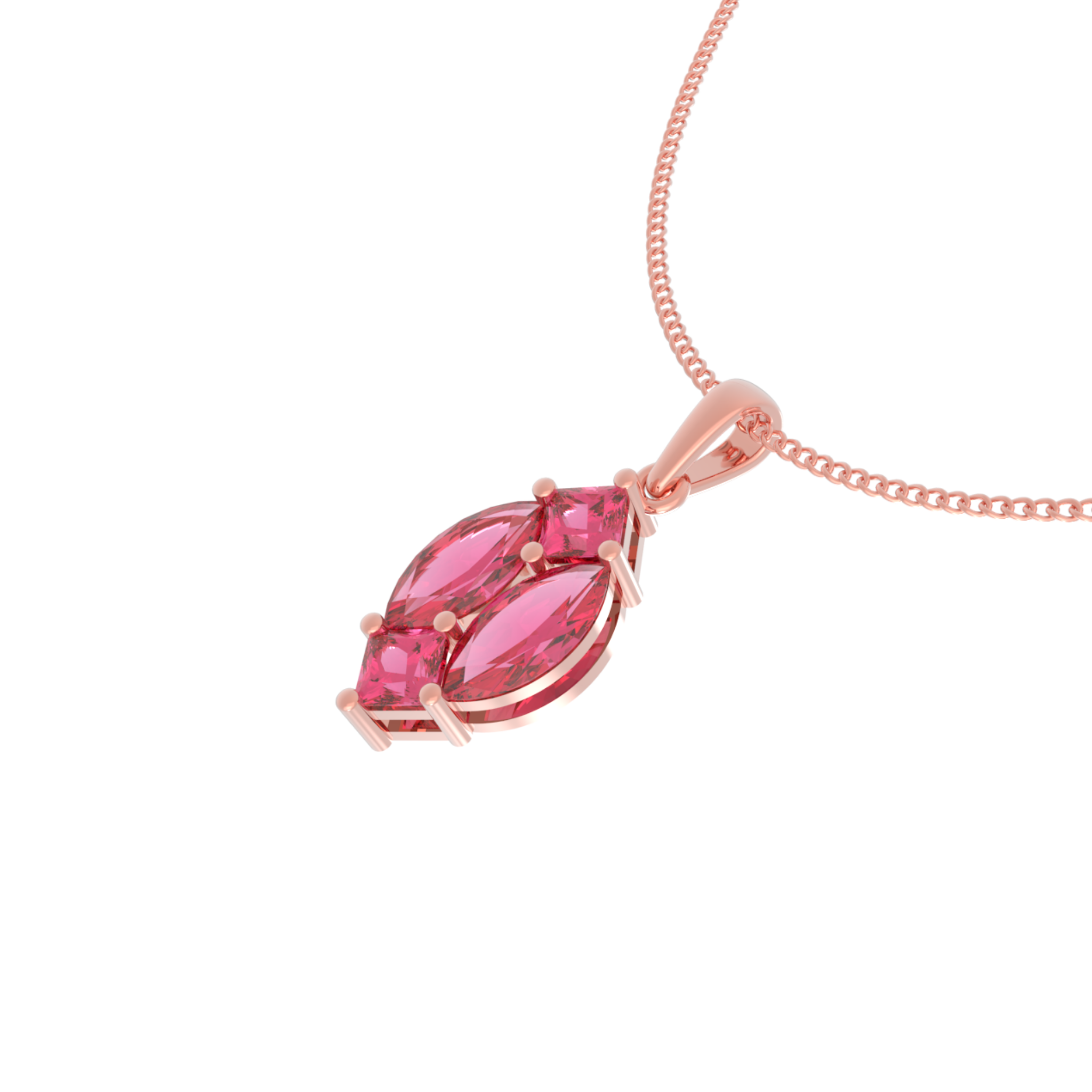 Charming Pink Marquise Pendant With Chain, Hallmarking 925 Sterling Silver sterlyn 925