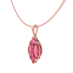 Charming Pink Marquise Pendant With Chain, Hallmarking 925 Sterling Silver sterlyn 925