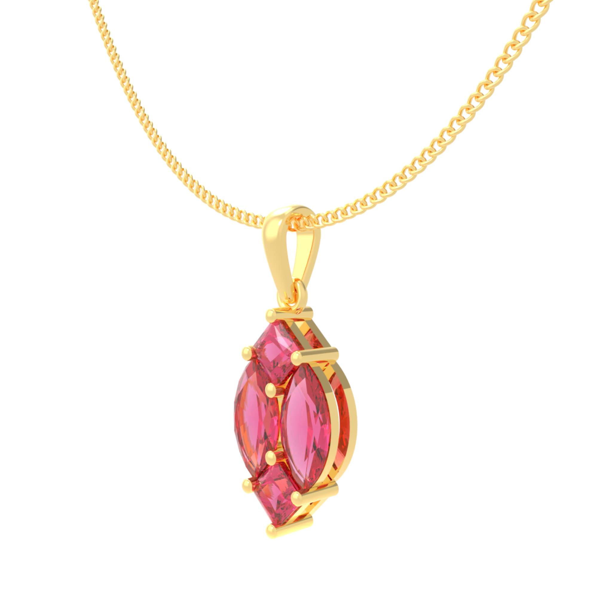 Charming Pink Marquise Pendant With Chain, Hallmarking 925 Sterling Silver sterlyn 925