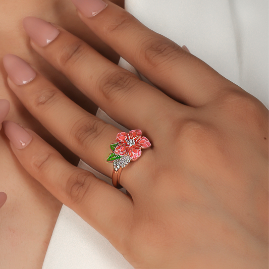 Cherry Blossom Floral Ring- Hallmarked 925 Sterling Silver sterlyn 925