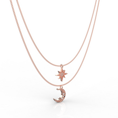 Crescent Moon Star Pendant With Chain, Hallmarked 925 Sterling Silver sterlyn 925