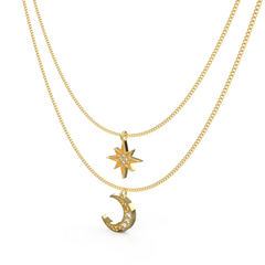 Crescent Moon Star Pendant With Chain, Hallmarked 925 Sterling Silver sterlyn 925