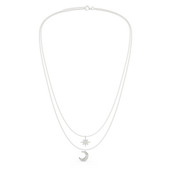 Crescent Moon Star Pendant With Chain, Hallmarked 925 Sterling Silver sterlyn 925