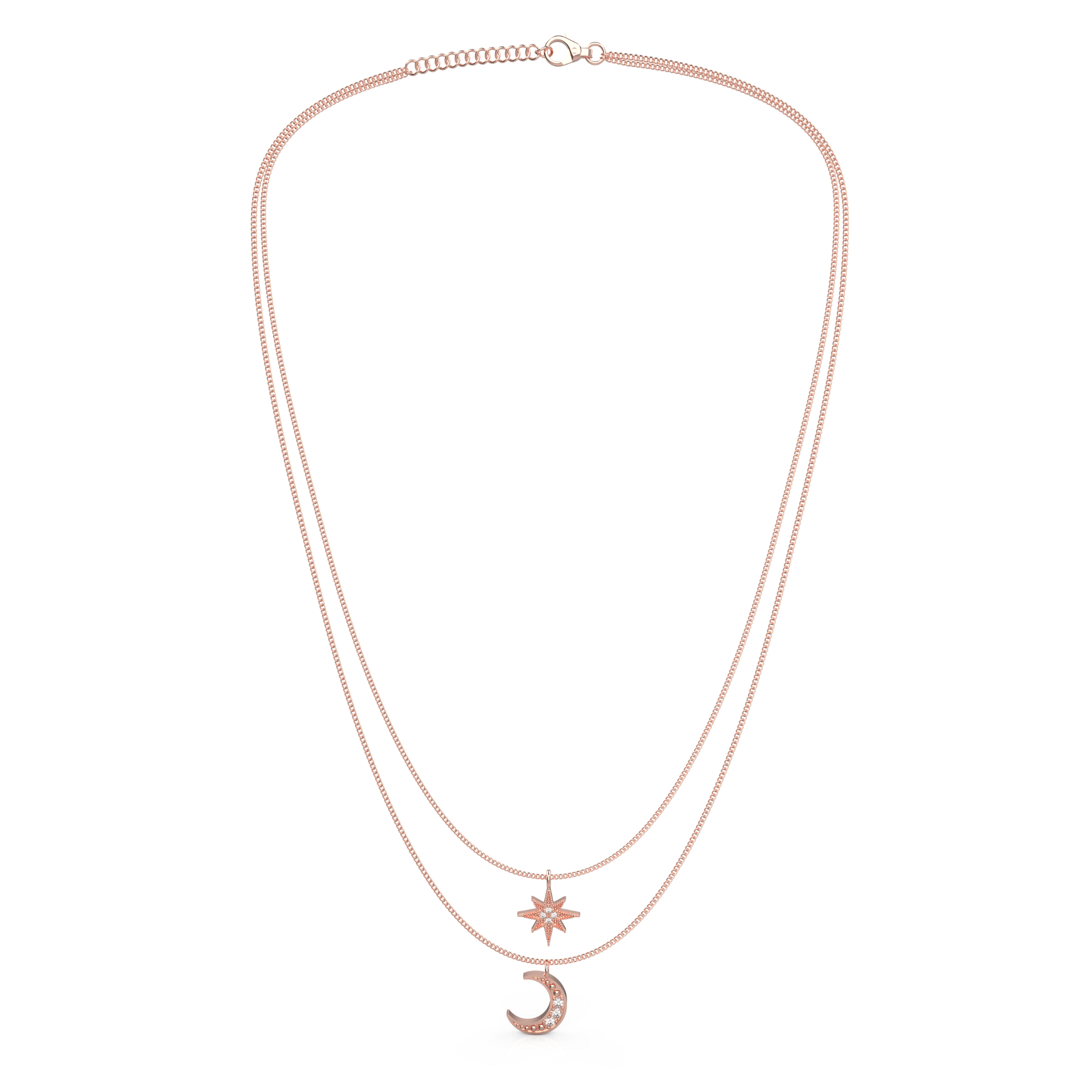 Crescent Moon Star Pendant With Chain, Hallmarked 925 Sterling Silver sterlyn 925