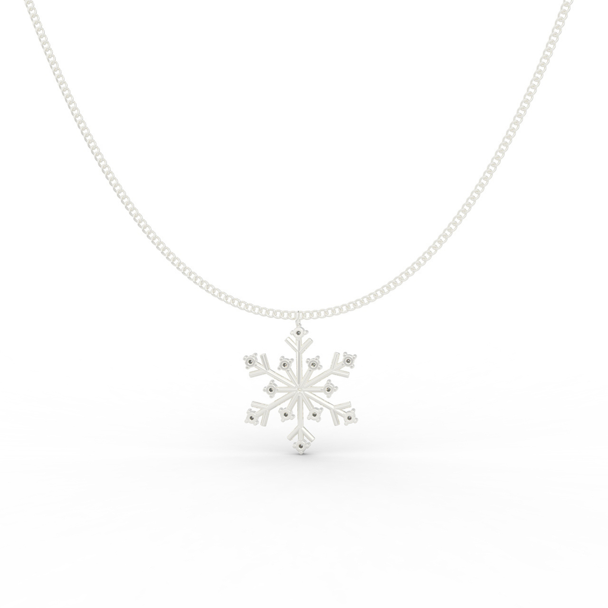 Crystal Snowflake Charm Pendant With Chain- Hallmarked 925 Sterling Silver sterlyn 925